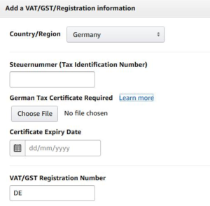 Amazon momsregistrering i Tyskland